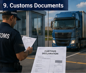 Chauffeur de camion présentant des documents douaniers à un poste de contrôle frontalier en Europe
