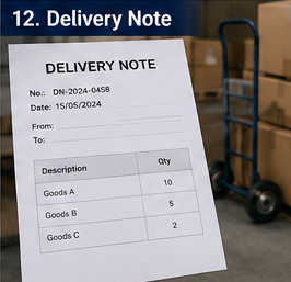 Bon de livraison joint à une expédition dans une opération logistique en entrepôt